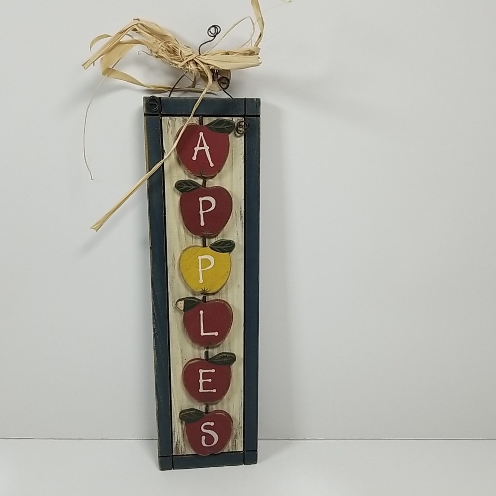 Vtg 90s Style Wooden Apple Sign Decor Cottagecore Farm House